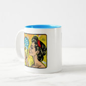Retro Chic:  Pop Art Inspirerend Quote Tweekleurige Koffiemok (Voorkant links)