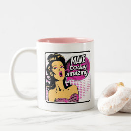 Retro Chic:  Pop Art Inspirerend Quote Tweekleurige Koffiemok