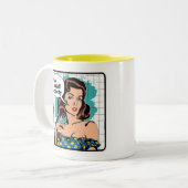 Retro Chic:  Pop Art Inspirerend Quote Tweekleurige Koffiemok (Voorkant links)