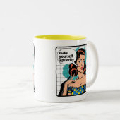 Retro Chic:  Pop Art Inspirerend Quote Tweekleurige Koffiemok (Voorkant rechts)