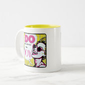 Retro Chic:  Pop Art Inspirerend Quote Tweekleurige Koffiemok (Voorkant links)