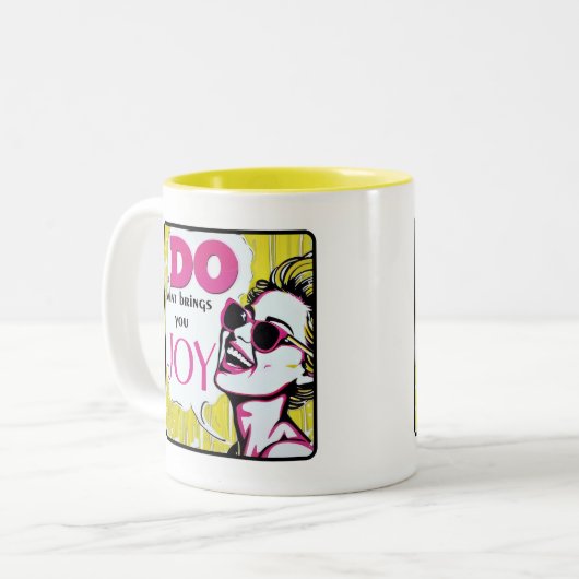 Retro Chic:  Pop Art Inspirerend Quote Tweekleurige Koffiemok (Voorkant links)
