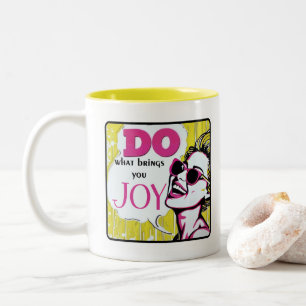 Retro Chic:  Pop Art Inspirerend Quote Tweekleurige Koffiemok