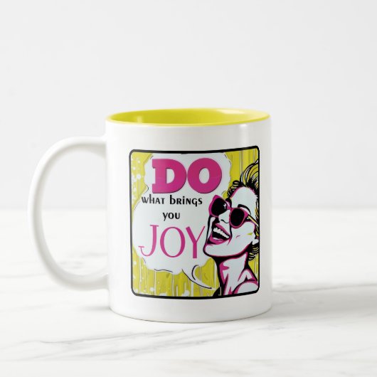 Retro Chic:  Pop Art Inspirerend Quote Tweekleurige Koffiemok (Links)