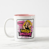 Retro Chic:  Pop Art Inspirerende Quote Tweekleurige Koffiemok (Links)