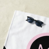 Retro Chic Pop Art Monogram Strepen Kleurenblok Strandlaken (In situ)