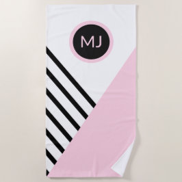 Retro Chic Pop Art Monogram Strepen Kleurenblok Strandlaken