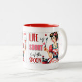 Retro Chic:  Pop Kunst Grappige Humor Quote Tweekleurige Koffiemok (Voorkant rechts)