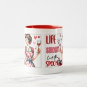 Retro Chic:  Pop Kunst Grappige Humor Quote Tweekleurige Koffiemok (Center)