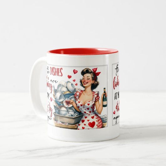 Retro Chic:  Pop Kunst Grappige Humor Quote Tweekleurige Koffiemok (Voorkant links)