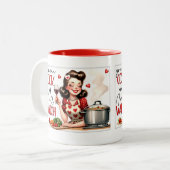 Retro Chic:  Pop Kunst Grappige Humor Quote Tweekleurige Koffiemok (Voorkant links)