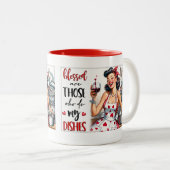 Retro Chic:  Pop Kunst Grappige Humor Quote Tweekleurige Koffiemok (Voorkant rechts)