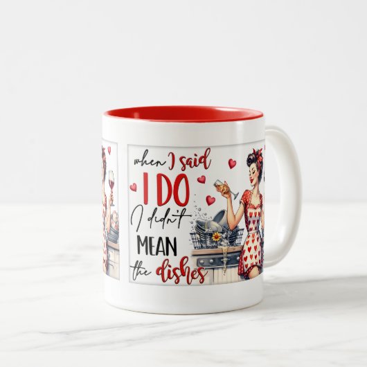 Retro Chic:  Pop Kunst Grappige Humor Quote Tweekleurige Koffiemok (Voorkant rechts)