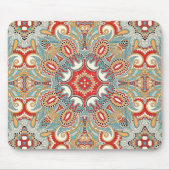 Retro Chic Red Blauwgroen Floral Mosaic Pattern Muismat (Voorkant)