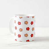 Retro Chic Rood Roze Bloemen Whimsical Y2K Koffiemok (Voorkant links)