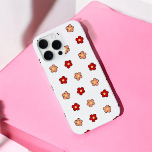 Retro Chic Rood & Wit Bloempatroon Whimsicall iPhone 16 Pro Max Hoesje