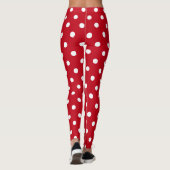 Retro Chic Rood Wit Polka Dots Pattern Mode Leggings (Achterkant)