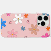 Retro Chic Roze Bloemen Patroon Whimsical Spring Case-Mate iPhone Case (Achterkant (horizontaal))