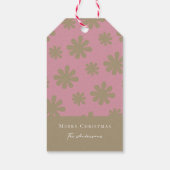 Retro Chic Roze en Goud Bloemen Vrolijk Kerstfeest Cadeaulabel (Achterkant)