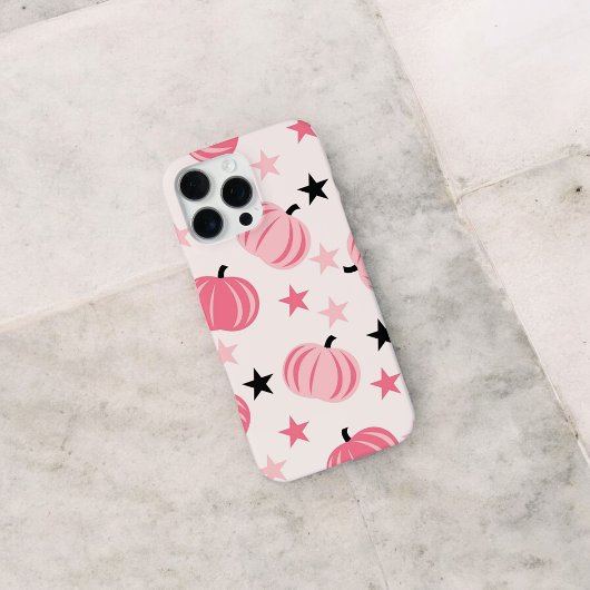 Retro Chic Roze Pompoen Patroon grillige Herfst iPhone Hoesje
