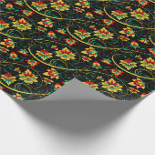 Retro Chic Russisch Kerstmis Chokhloma Gift Cadeaupapier (Hoek)