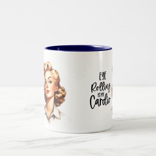 Retro Chic:  Sarcastische 50s vrouw Grappig Tweekleurige Koffiemok (Center)