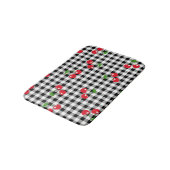 Retro Chic Schattige Rode Kersen Zwart & Wit Gingh Badmat (Gekanteld)