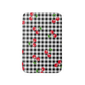 Retro Chic Schattige Rode Kersen Zwart & Wit Gingh Badmat (Voorkant Verticaal)