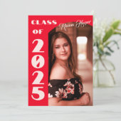 Retro Chic Script Klasse van 2025 Foto Afstudeerde Kaart (Staand voorkant)