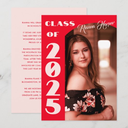 Retro Chic Script Klasse van 2025 Foto Open Huis Kaart (Voorkant / Achterkant)