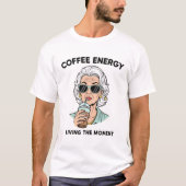 Retro Chic Senior Vrouw Iced Coffee T-shirts (Voorkant)