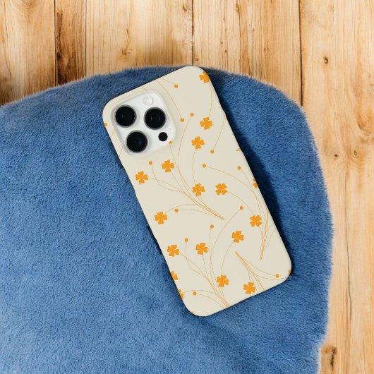 Retro Chic Sinaasappel & Beige Bloempatroon grilli Case-Mate iPhone Case