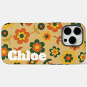 Retro Chic Sinaasappel Bloempatroon grillige Sprin Case-Mate iPhone Case (Achterkant (horizontaal))