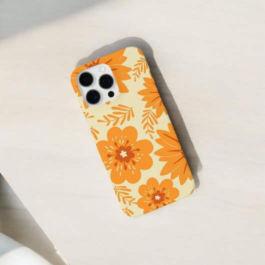 Retro Chic Sinaasappel Bloempatroon grillige Sprin Case-Mate iPhone Case