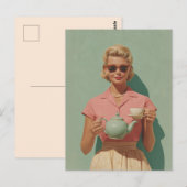 Retro Chic Tea Party Briefkaart (Voorkant / Achterkant)