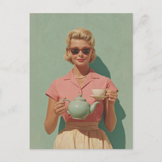 Retro Chic Tea Party Briefkaart (Voorkant)