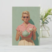 Retro Chic Tea Party Kaart (Staand voorkant)