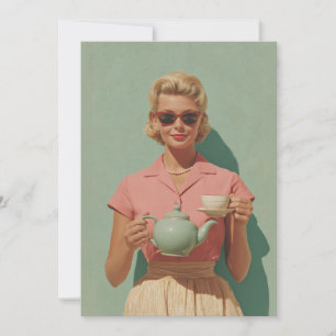 Retro Chic Tea Party Kaart
