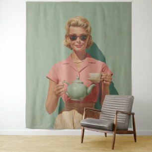 Retro Chic Tea Party Wandkleed