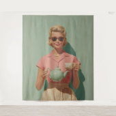 Retro Chic Tea Party Wandkleed (Voorkant)