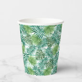 Retro Chic Tropical Green Palm laat kunstpatroon a Papieren Bekers (Voorkant)