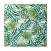 Retro Chic Tropical Green Palm laat kunstpatroon a Tegeltje (Voorkant)