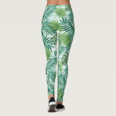Retro Chic Tropical Green Palm Leaves Pattern Leggings (Achterkant)