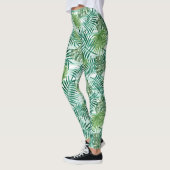 Retro Chic Tropical Green Palm Leaves Pattern Leggings (Links)