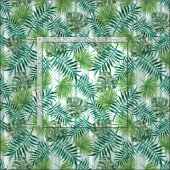Retro Chic Tropical Green Palm Leaves Pattern Stof (Delen)