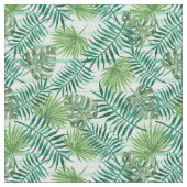 Retro Chic Tropical Green Palm Leaves Pattern Stof (Close Up)