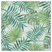 Retro Chic Tropical Green Palm Leaves Pattern Stof (Swatch)