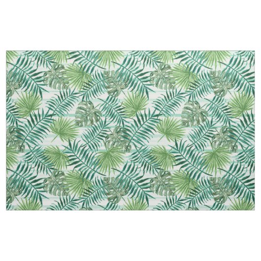 Retro Chic Tropical Green Palm Leaves Pattern Stof (Fat Quarter)