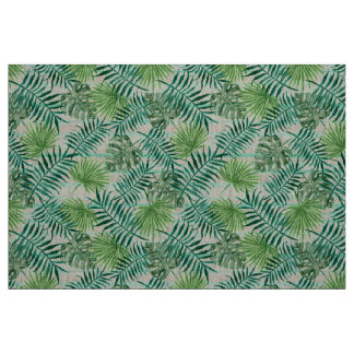 Retro Chic Tropical Green Palm Leaves Pattern Stof