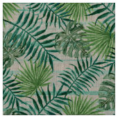 Retro Chic Tropical Green Palm Leaves Pattern Stof (Swatch)